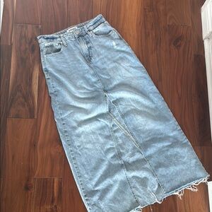 Light Blue Denim Maxi Skirt